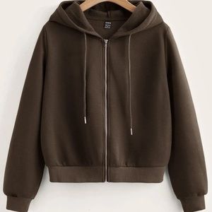 Shein zip front drawstring thermal hoodie